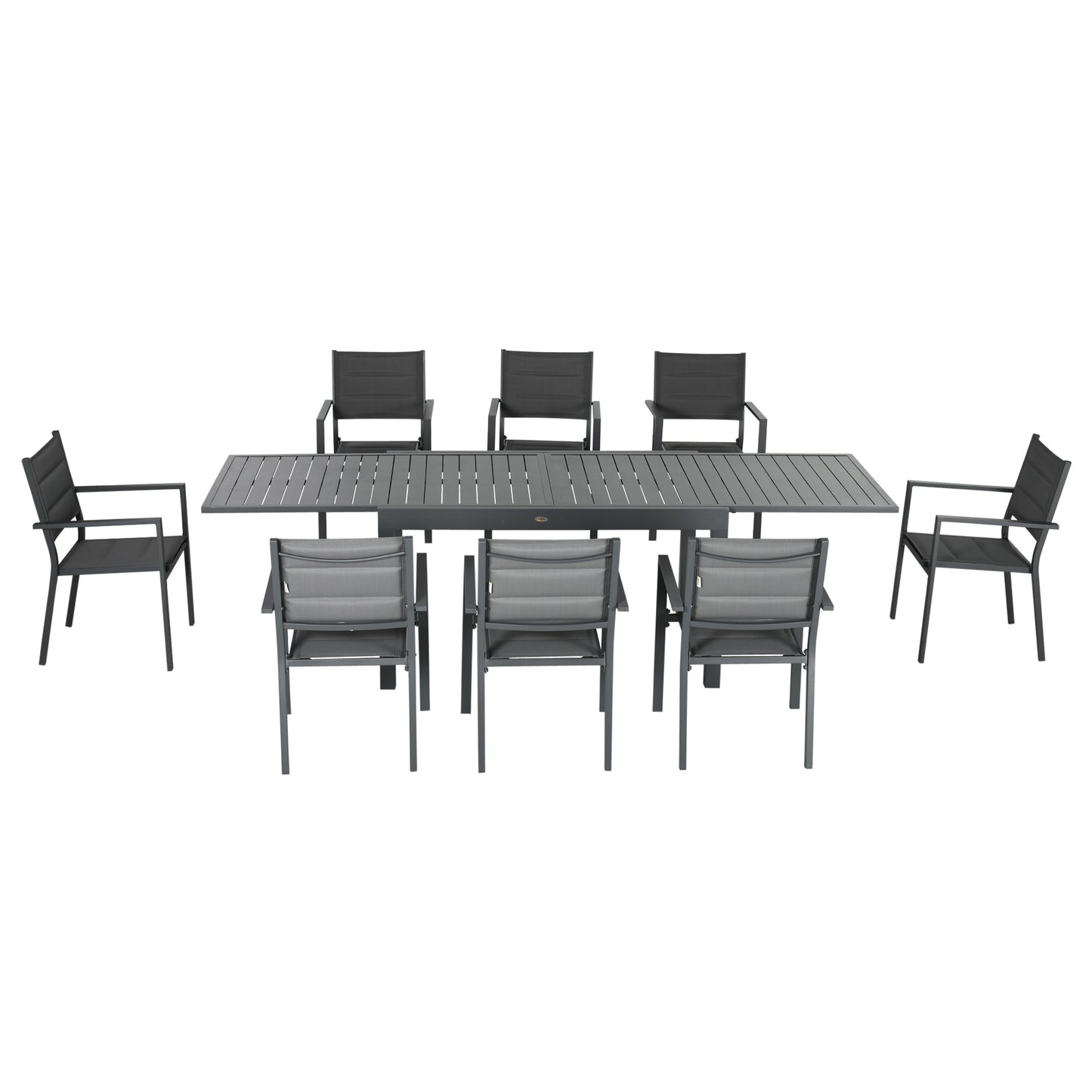 Outsunny Conjunto Muebles De Jardín Con Mesa Extensible 8 Sillas Apilables Gris_4