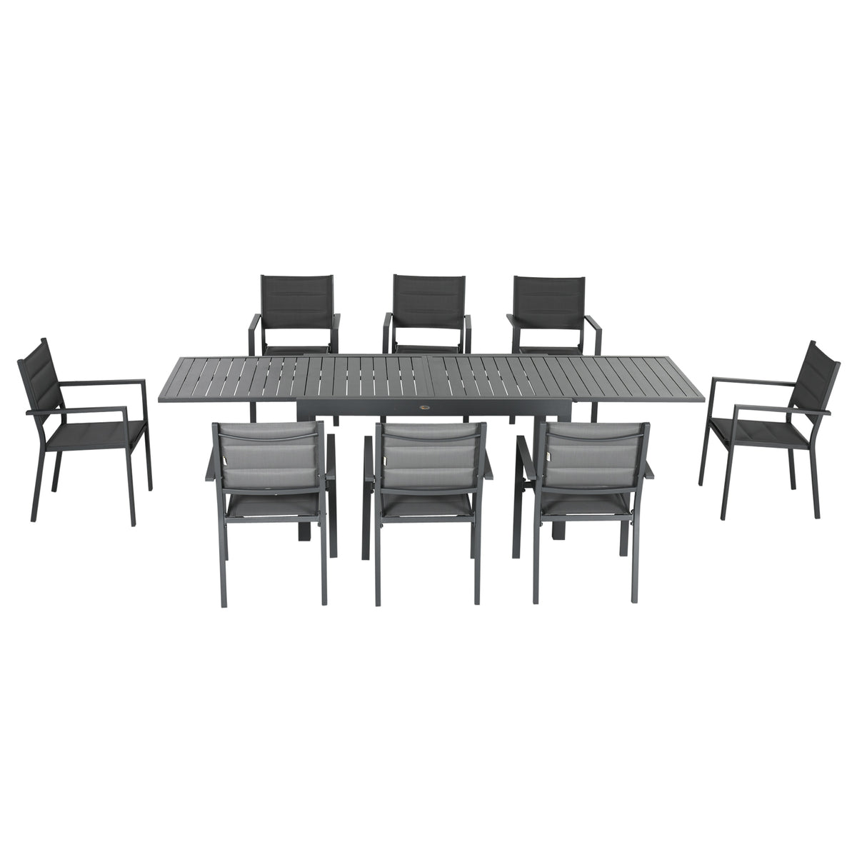 Outsunny Conjunto Muebles De Jardín Con Mesa Extensible 8 Sillas Apilables Gris_4