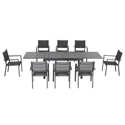 Outsunny Conjunto Muebles De Jardín Con Mesa Extensible 8 Sillas Apilables Gris_4