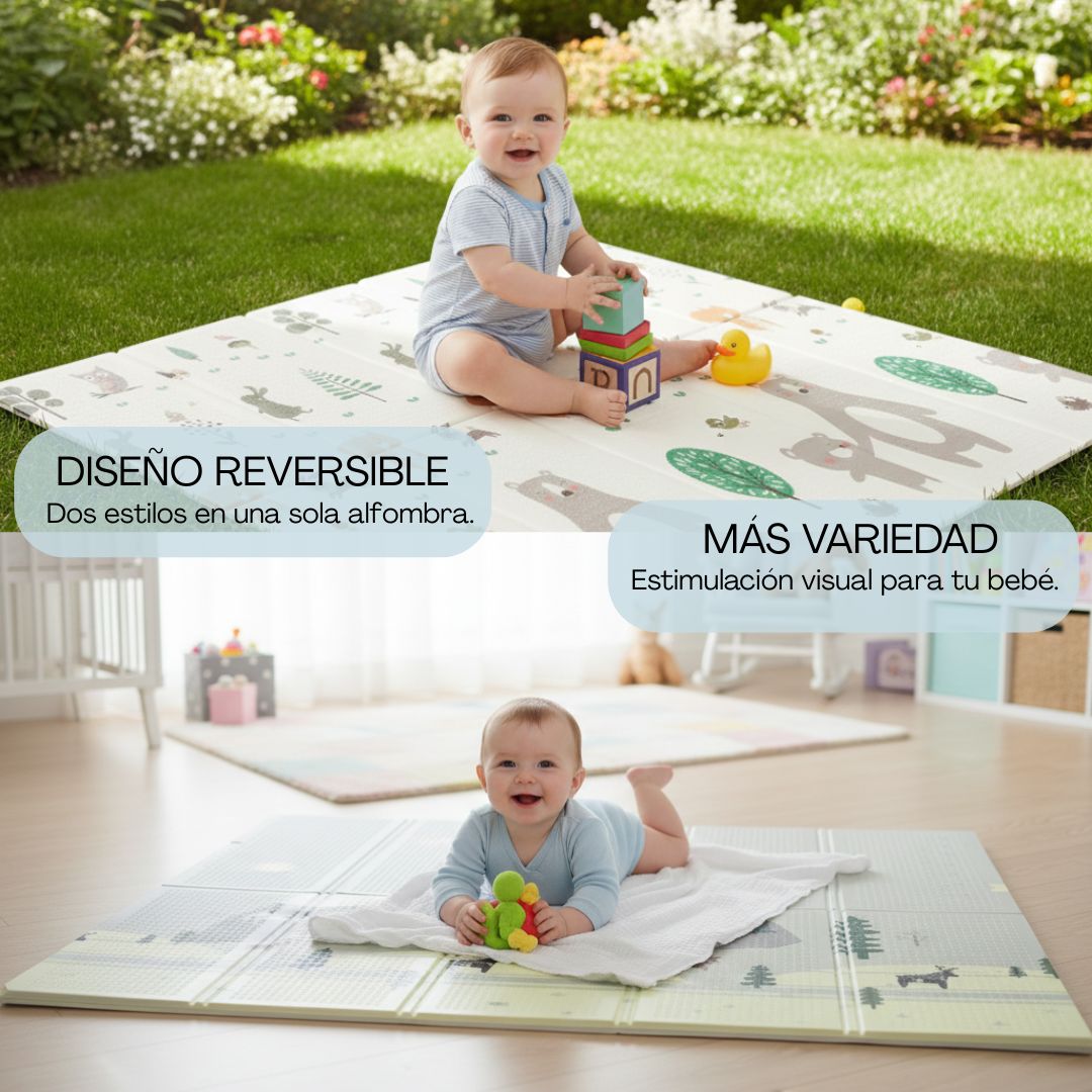 Bathby | Alfombra Plegable Para Bebé 200 × 180 Cm, Reversible Animales/invierno_2
