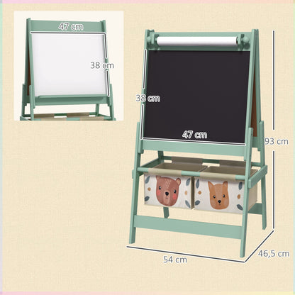 Aiyaplay Caballete Para Niños 3 En 1 Doble Cara Rollo Papel 54x46,5x93 Cm Verde_2