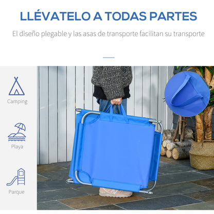 Outsunny Tumbona Plegable Con Respaldo Ajustable En 5 Niveles 187x55x24 Cm Azul_5