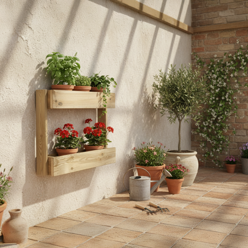 Jardinera Vertical Stand Line Wall 2B Madera Tratada Exterior Hortalia_1