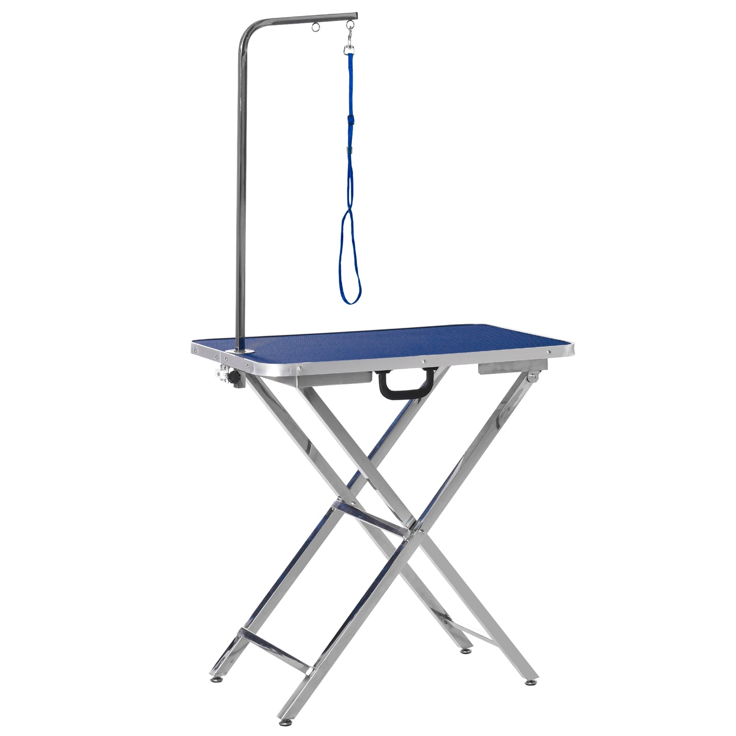 Pawhut Mesa De Peluquería Para Mascotas Con Patas Plegable 72x45x74-81 Cm Azul_0