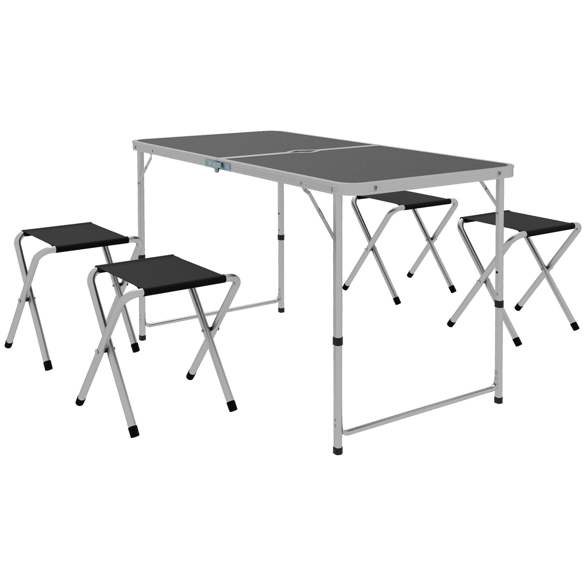 Mesa Camping Plegable Outsunny Mdf, Aleación De Aluminio Negro 120x60x77 Cm_0
