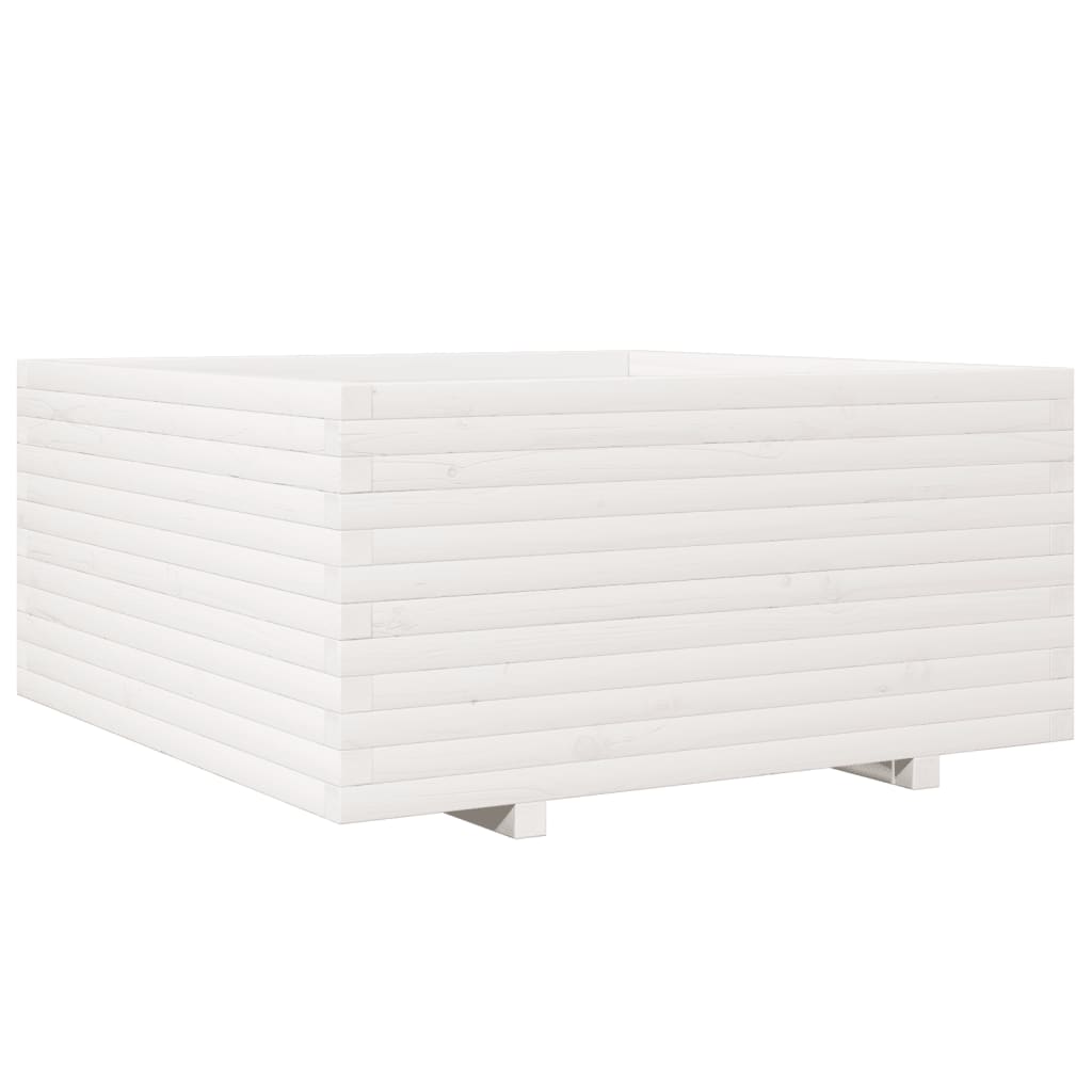 Jardinera Madera Maciza De Pino Blanco 100x100x49,5 Cm_0
