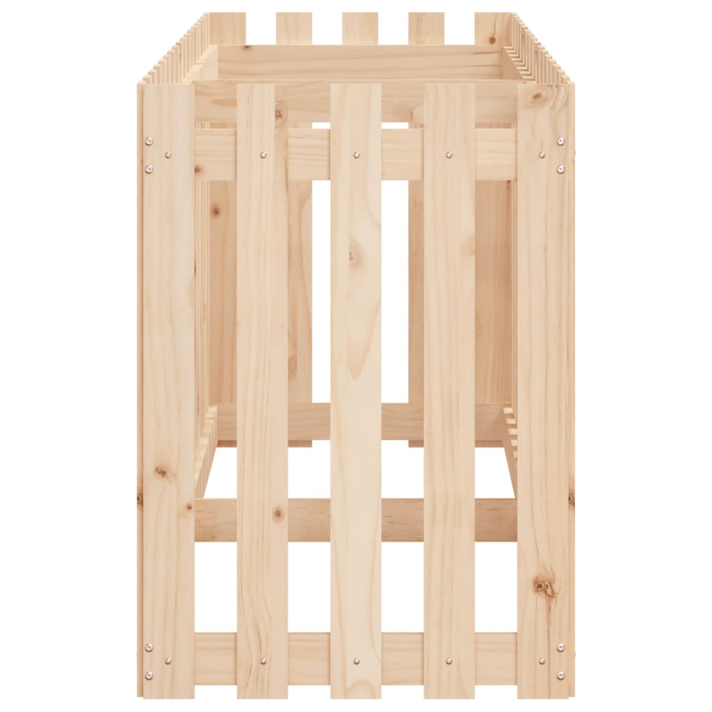Arriate Elevado Jardín Con Valla Madera Maciza Pino 200x50x70cm_5