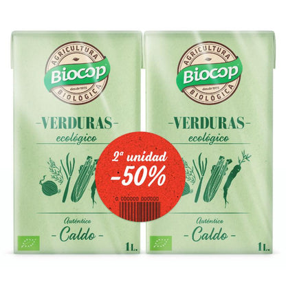 Caldo de Verduras Ecológico PROMO 50% DuoPack Biocop 1 L