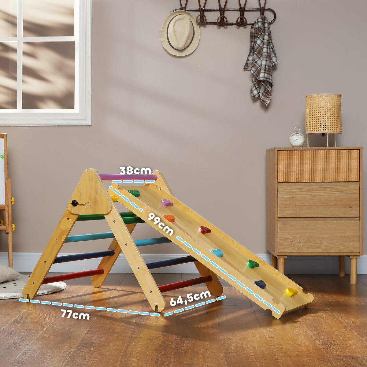 Aiyaplay Triángulo De Escalada De Madera 3 En 1 147x64,5x63 Cm Multicolor_2