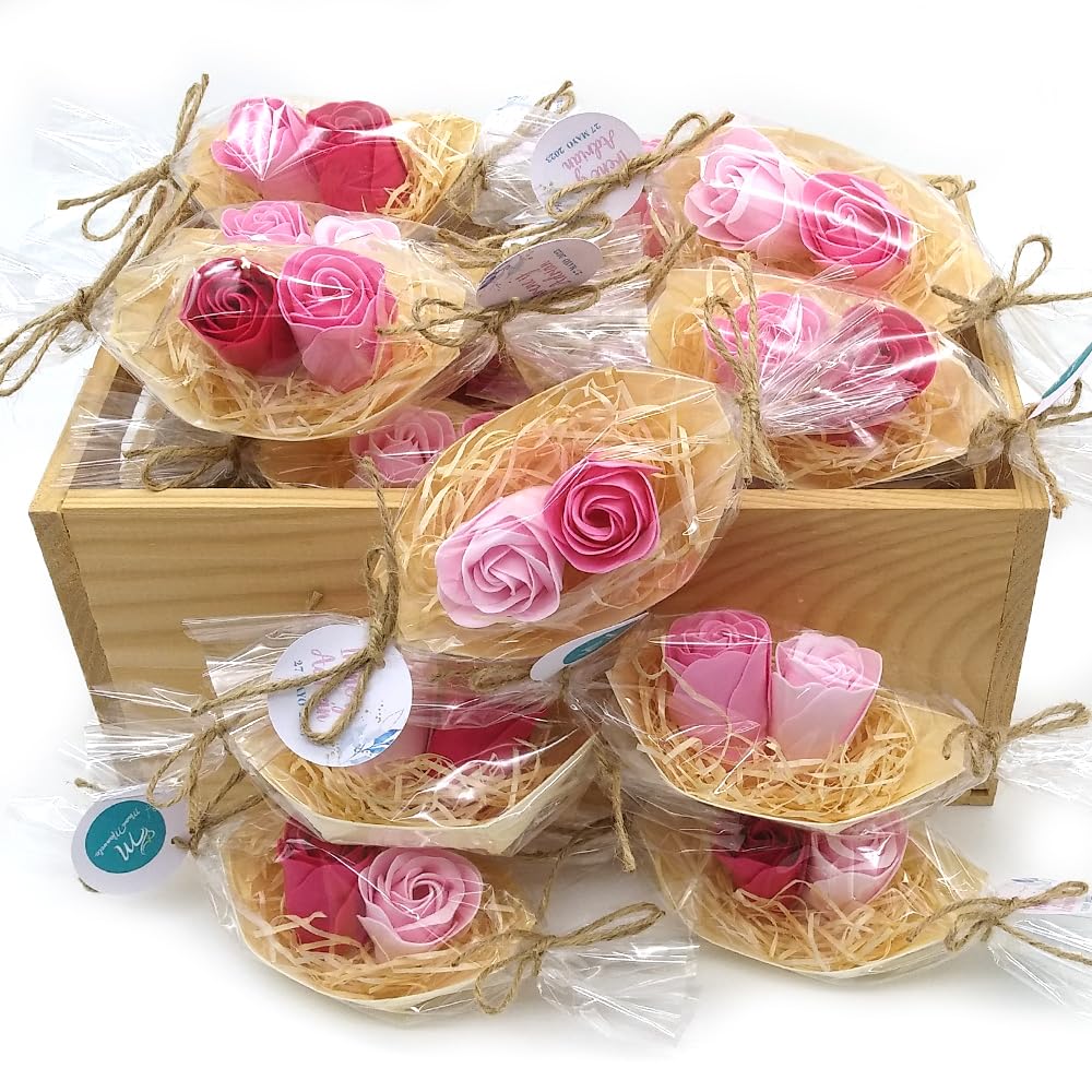 25 Barcas Con Flores Para Regalo Invitados (rosa) - Rosas De Jabón Para Baño Aromático. Detalle Original Para Eventos_4