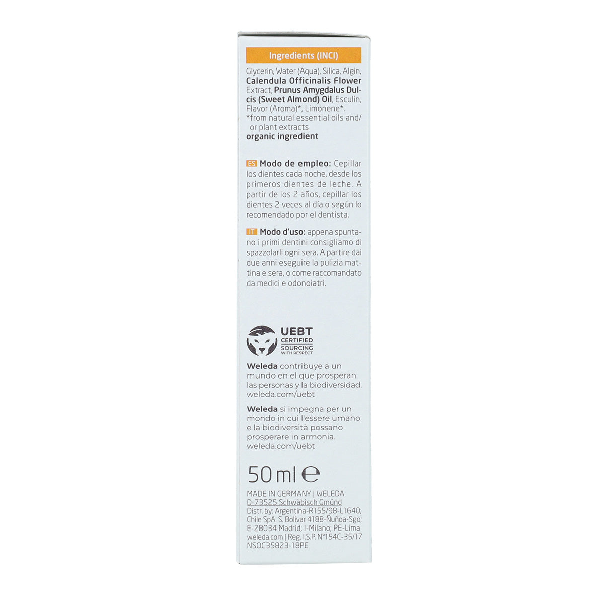 Gel Dentífrico infantil Weleda 50 ml