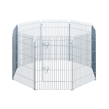 Pawhut Parque Para Perros De 8 Piezas 63x91 Cm Con 1 Puerta Plata_0