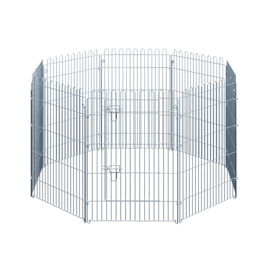 Pawhut Parque Para Perros De 8 Piezas 63x91 Cm Con 1 Puerta Plata_0