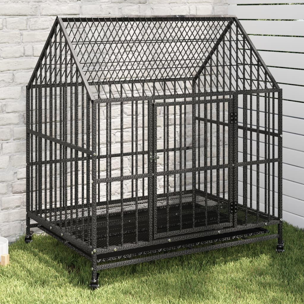 Jaula Para Perros Con Ruedas Acero Galvanizado Negro_1