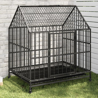 Jaula Para Perros Con Ruedas Acero Galvanizado Negro_1