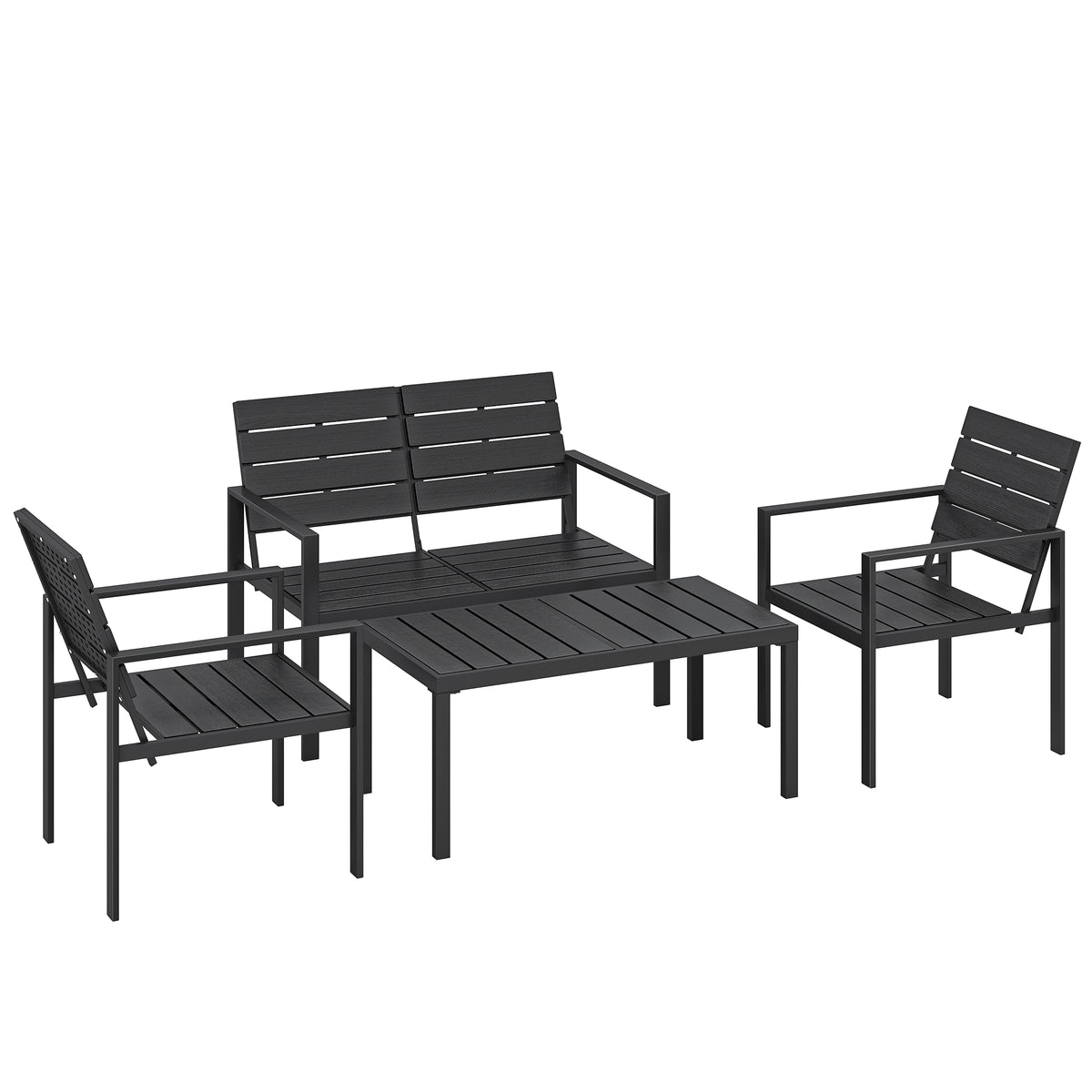 Outsunny Conjunto De Muebles De Jardín Para 4 Personas Negro_0