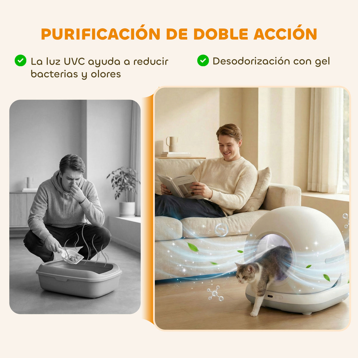 Pawhut Arenero Gatos Autolimpiable 72l Eliminación De Olores Control De App_4