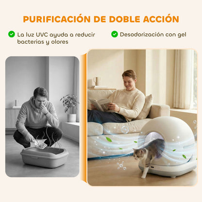 Pawhut Arenero Gatos Autolimpiable 72l Eliminación De Olores Control De App_4