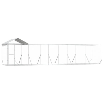 Perrera De Exterior Con Techo Acero Galvanizado Plata 10x2x2,5m_0