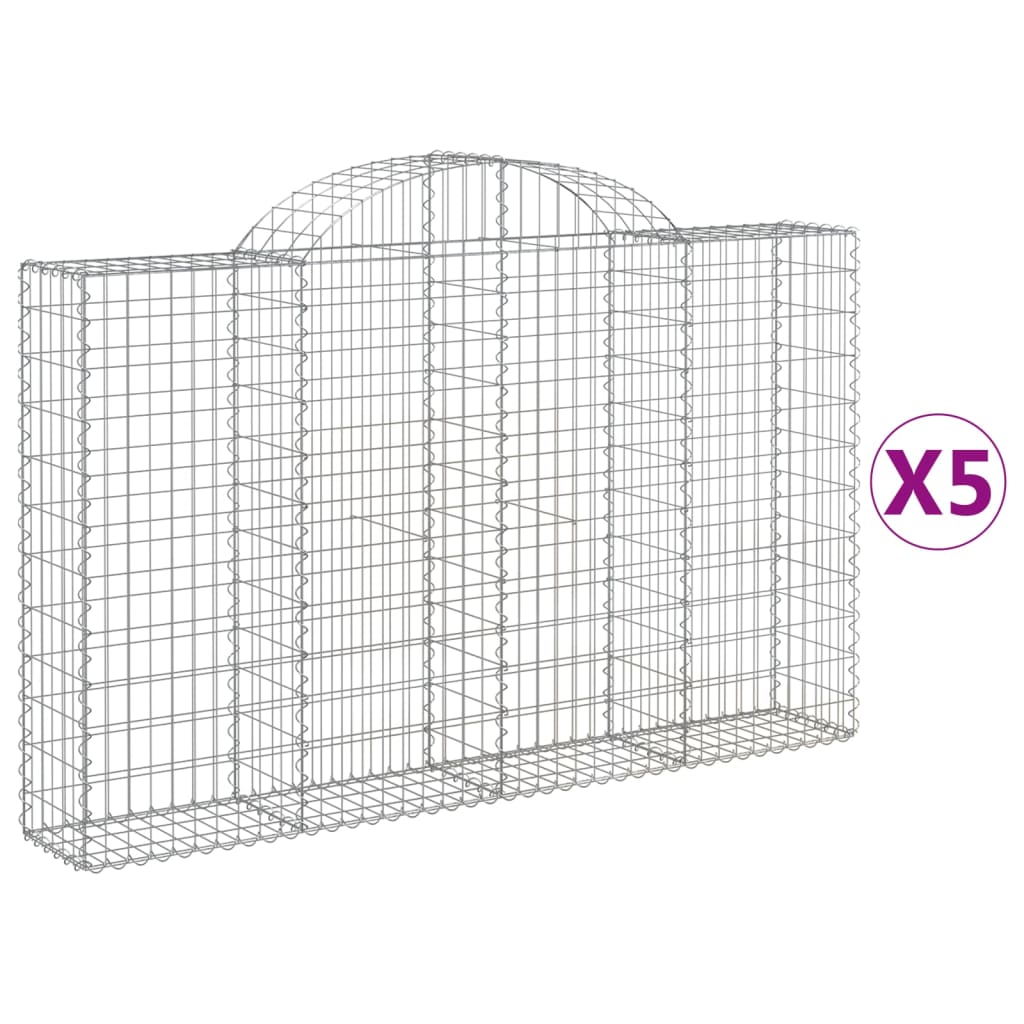 Cestas De Gaviones 5 Uds Forma De Arco Hierro 200x30x120/140 Cm_0