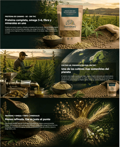 Proteína De Cáñamo Bio - 1kg | Proteína Vegetal Ecológica Vegana Para Batidos Y Repostería, Sin Azúcares Añadidos_3
