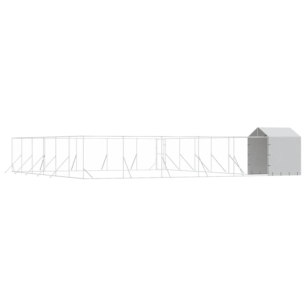 Perrera Exterior Con Toldo Acero Galvanizado Plata 12x12x2,5 M_5