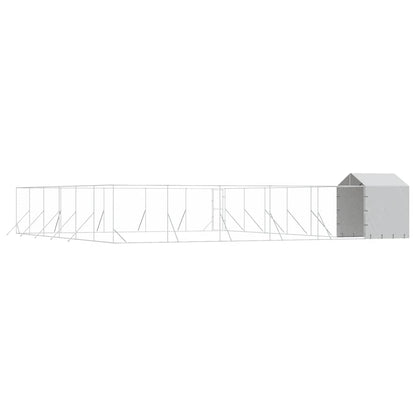 Perrera Exterior Con Toldo Acero Galvanizado Plata 12x12x2,5 M_5