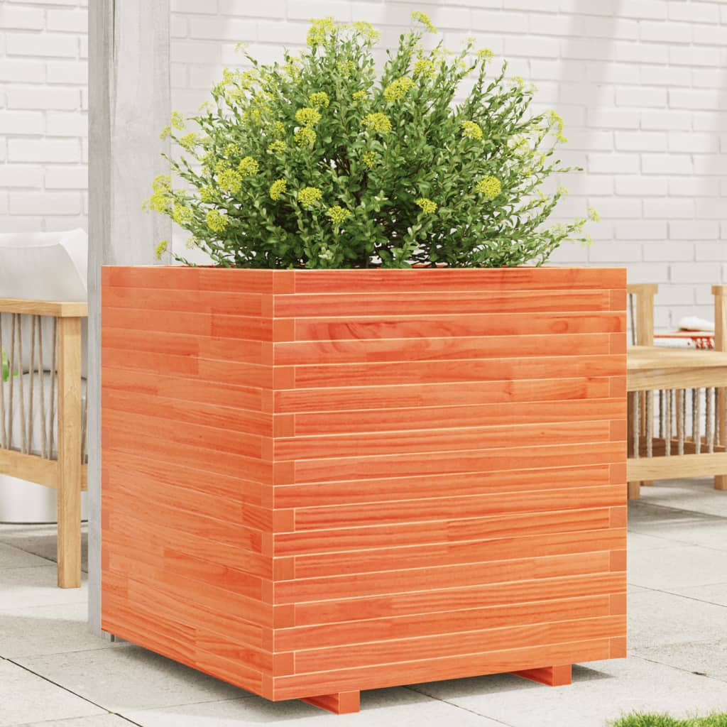 Jardinera Madera Maciza De Pino Marrón Cera 70x70x72 Cm_1