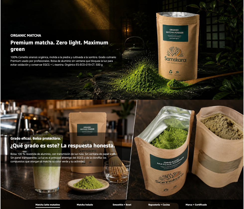 Matcha En Polvo Bio - 500g | Superalimento Ecológico Vegano Para Batidos, Smoothies Y Zumos, Sin Azúcares Añadidos_4