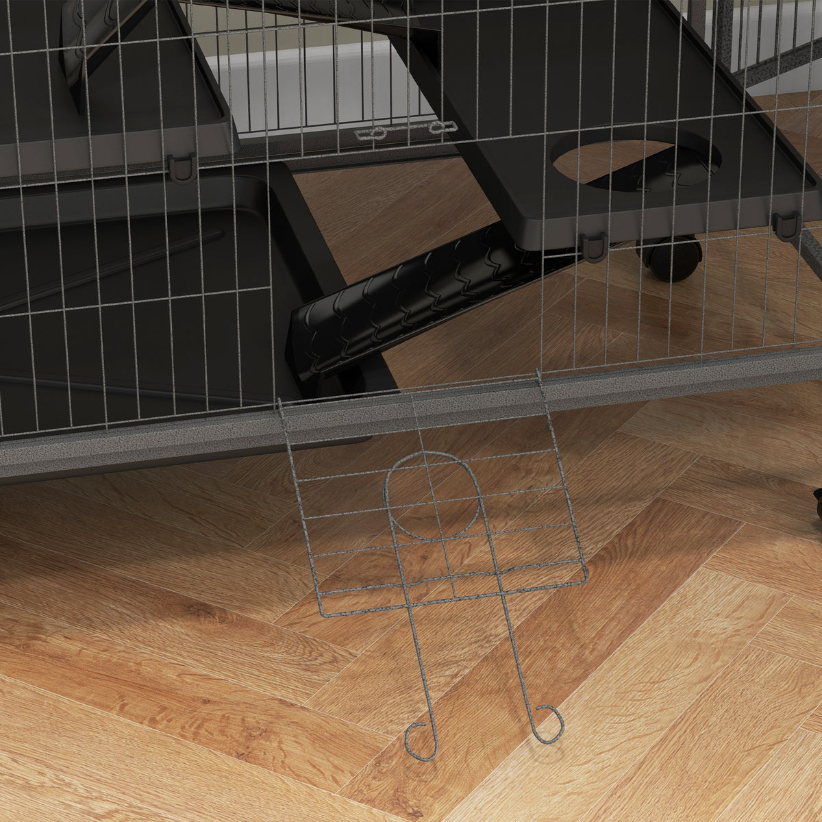 Pawhut Jaula Para Animales Pequeños De 4 Niveles Con Ruedas 80x52x128 Cm Gris_4