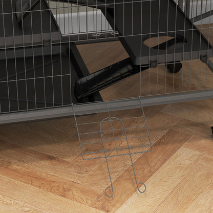 Pawhut Jaula Para Animales Pequeños De 4 Niveles Con Ruedas 80x52x128 Cm Gris_4