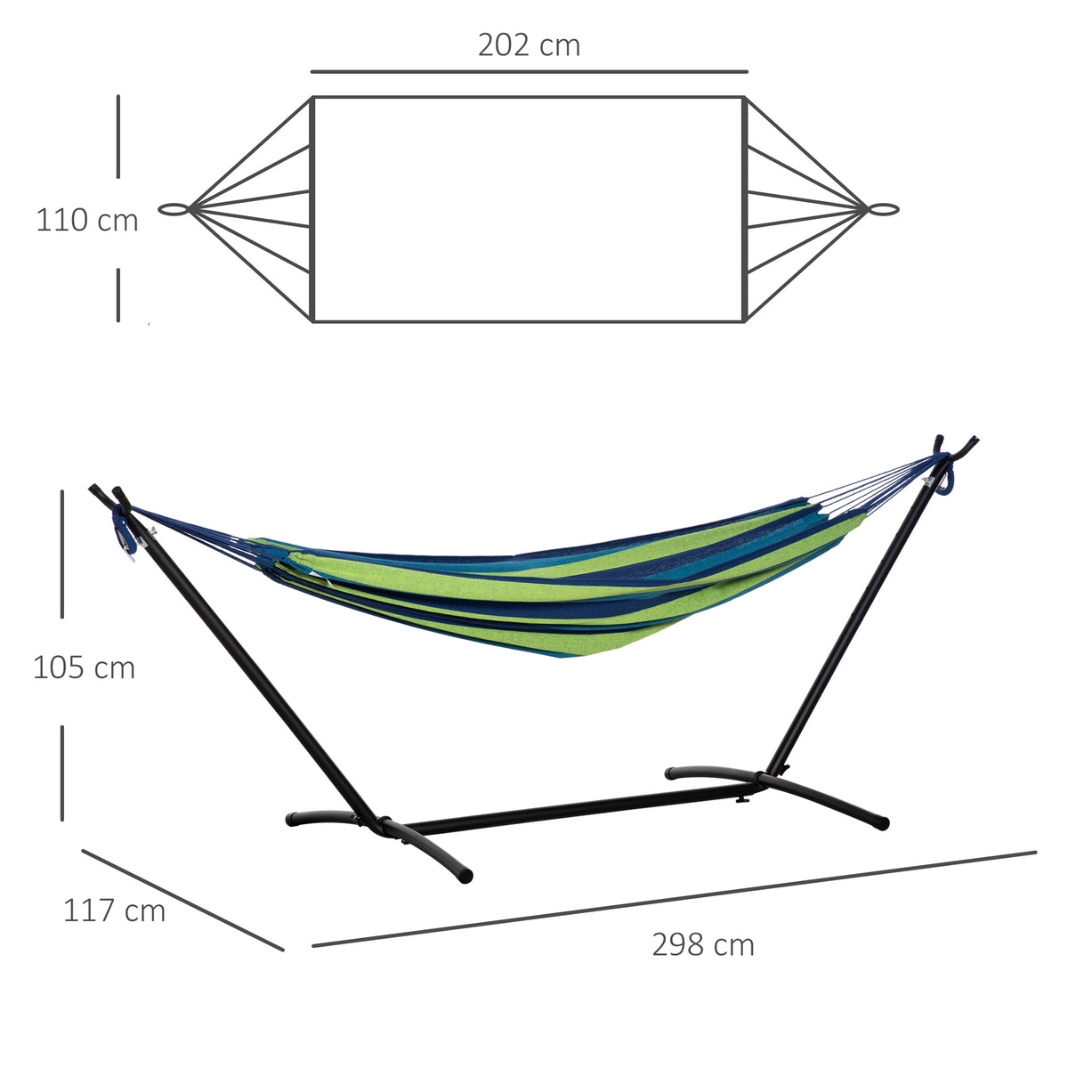 Outsunny Hamaca Con Soporte 310x117 Cm Hamaca De Camping Con Bolsa De Transporte_2