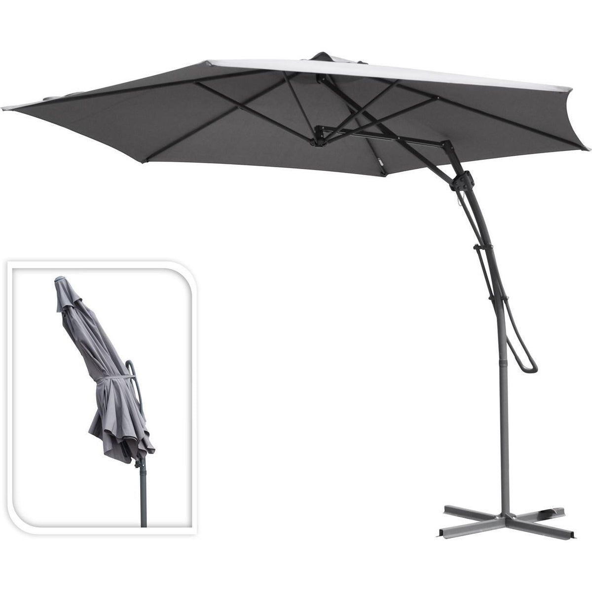 Parasol Excéntrico Ambiance 150 x 150 x 245 cm - Varios colores Gris oscuro