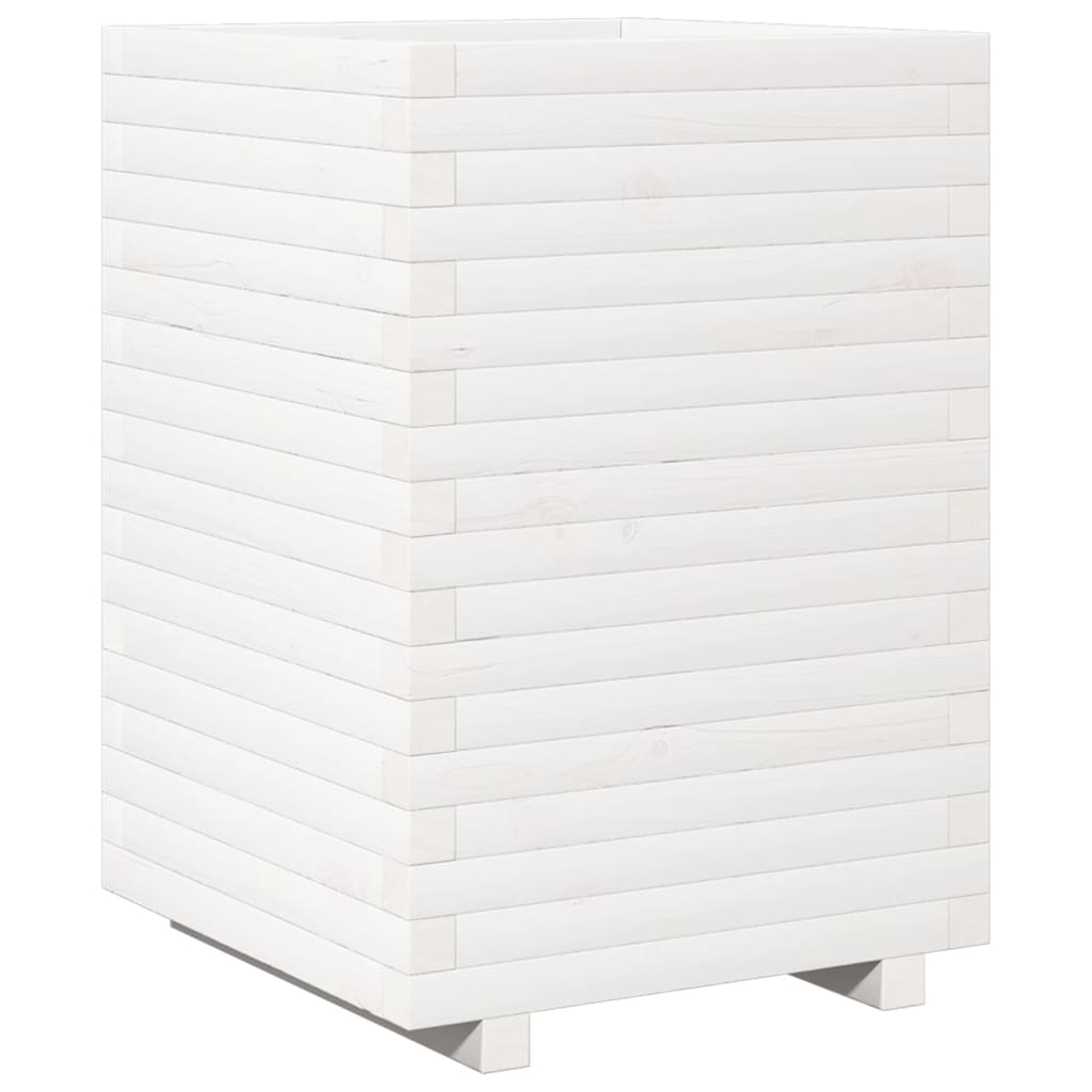 Jardinera Madera Maciza De Pino Blanco 50x50x72 Cm_0
