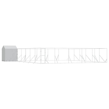 Perrera Exterior Con Toldo Acero Galvanizado Plata 12x12x2,5 M_0