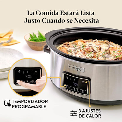 Crockpot Olla digital de cocción lenta digital Sizzle &amp; Stew 6.5 L CSC112X