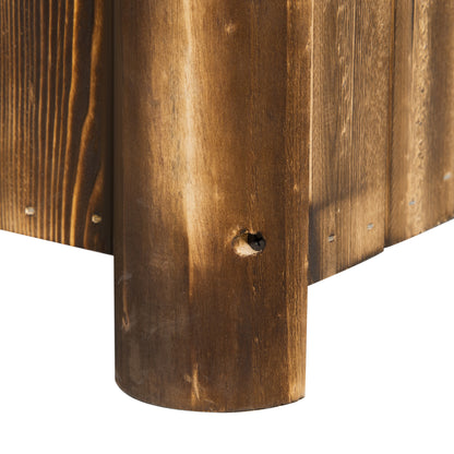 Outsunny Jardinera De Madera Arriate De Jardín Con 4 Patas 70x35x30 Cm Natural_3