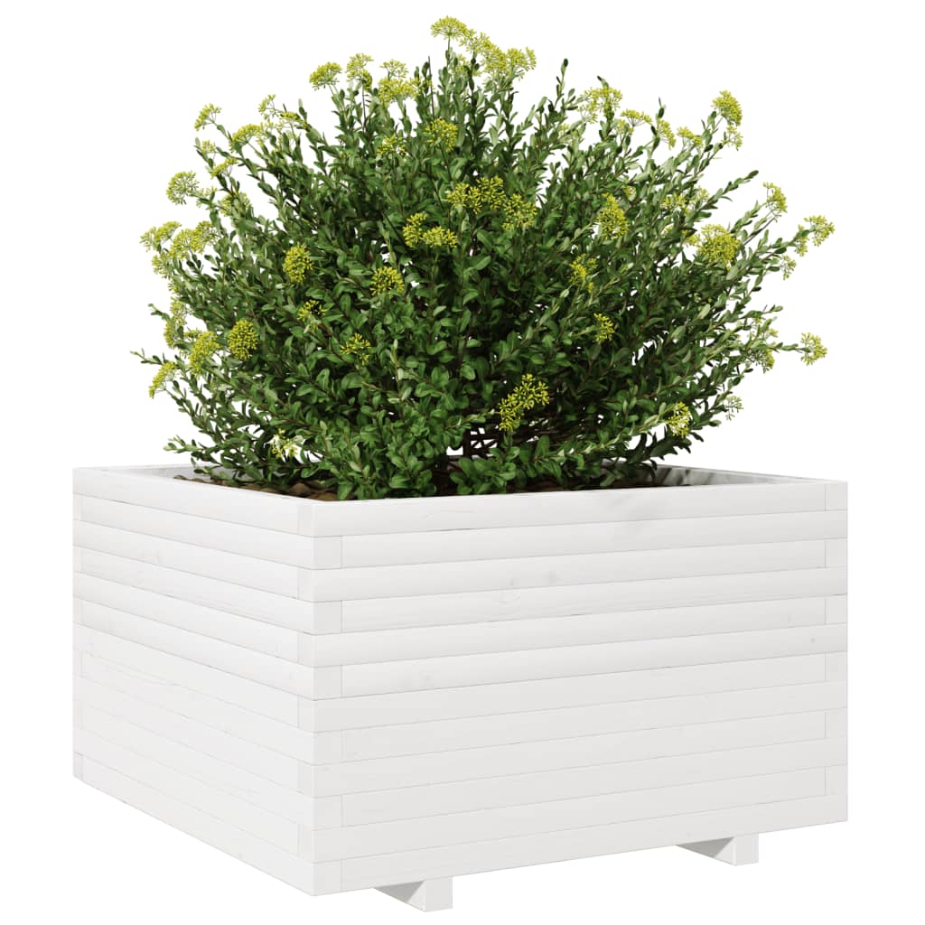 Jardinera Madera Maciza De Pino Blanco 80x80x49,5 Cm_3