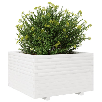Jardinera Madera Maciza De Pino Blanco 80x80x49,5 Cm_3