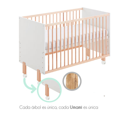 Cuna Convertible En Cama Umami Estilo Nórdico Infantil, Con Ruedas, Kit Colecho Y Barandillas De Seguridad_3