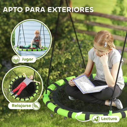 Aiyaplay Columpio Para Niños Redondo Ajustable Ø100x180 Cm Negro Y Verde_5