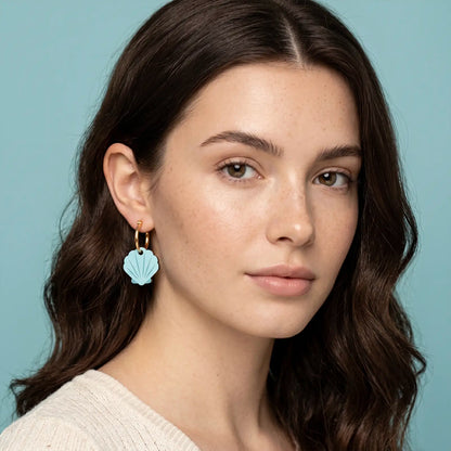 Pendientes Concha de Mar - Aro de Acero Quirúrgico y Bañado en Oro de 18k - Nature Vibes_4