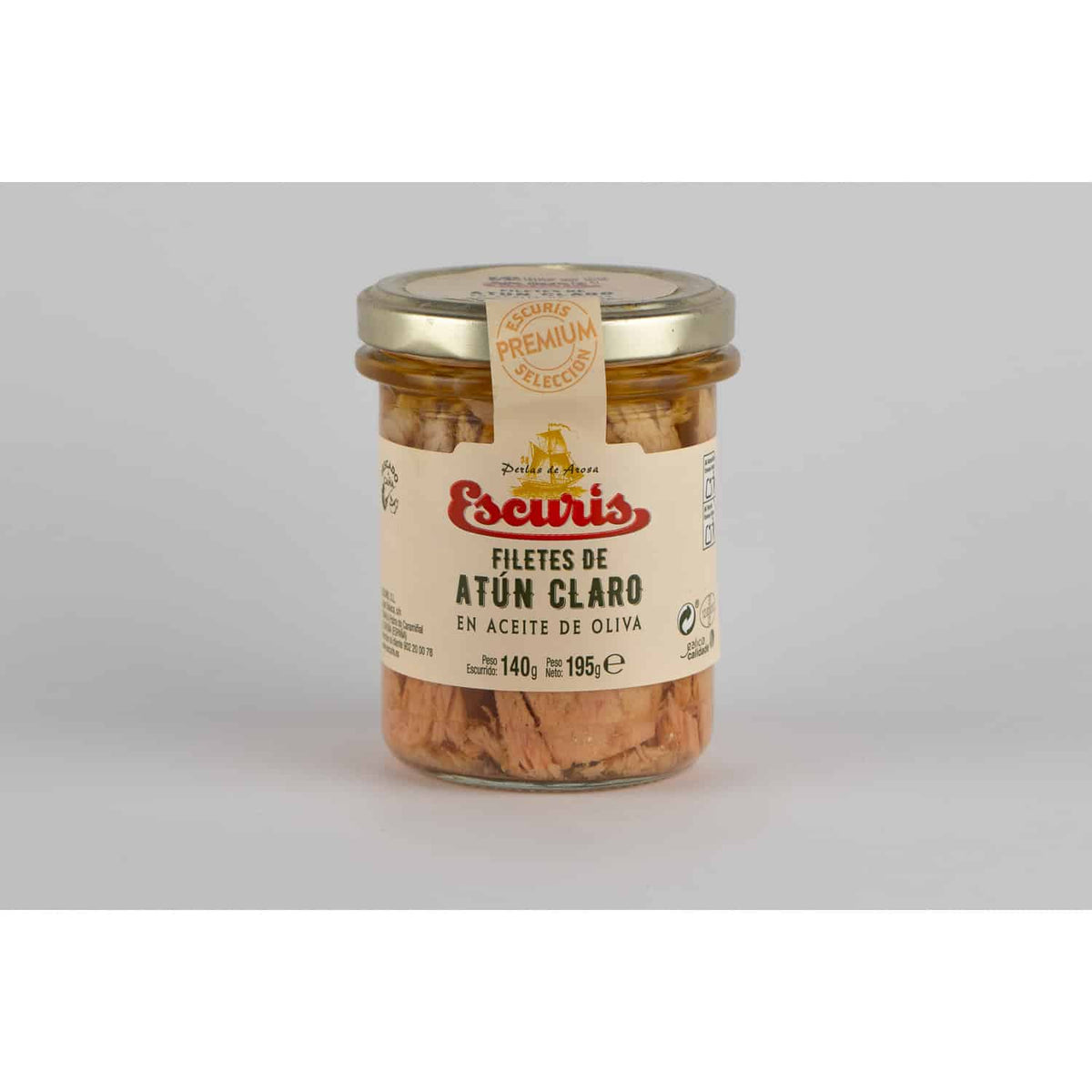 Filetes De Atún Claro En Aceite De Oliva Escuris T.cristal 195/140_0