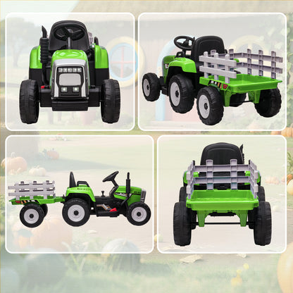 Homcom Tractor Eléctrico Con Remolque Para Niños 3-6 Años 136,5x50x52,5 Cm Verde_4