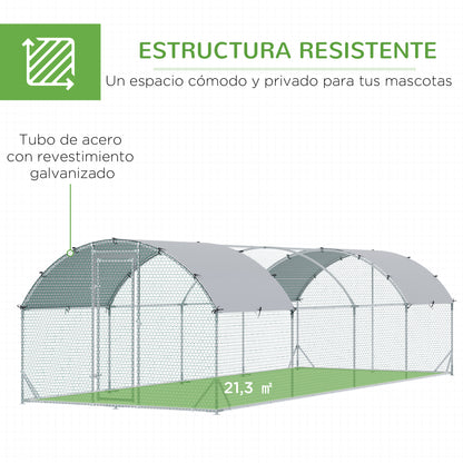 Pawhut Gallinero Para Exterior Grande De Acero Galvanizado 280x760x197 Cm Plata_5