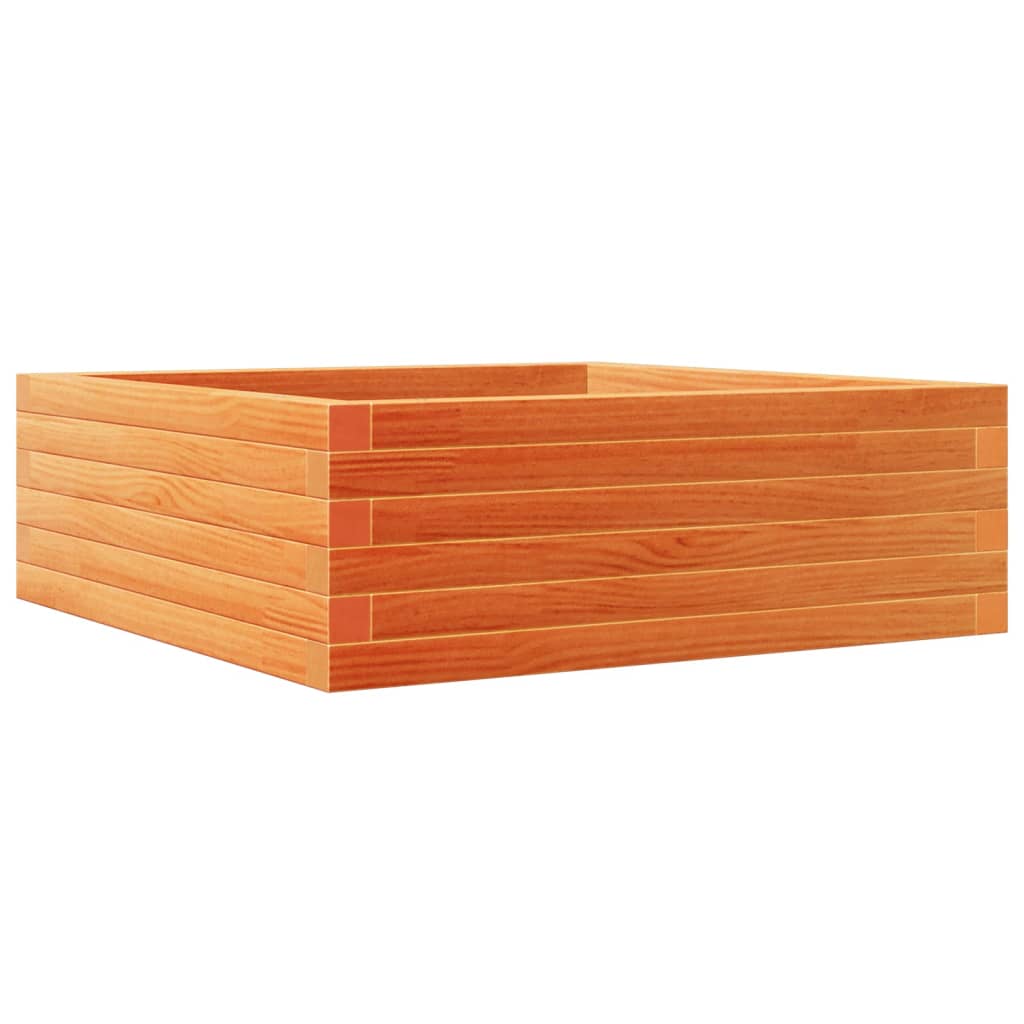 Jardinera De Madera Maciza Pino Marrón Cera 70x70x23 Cm_0