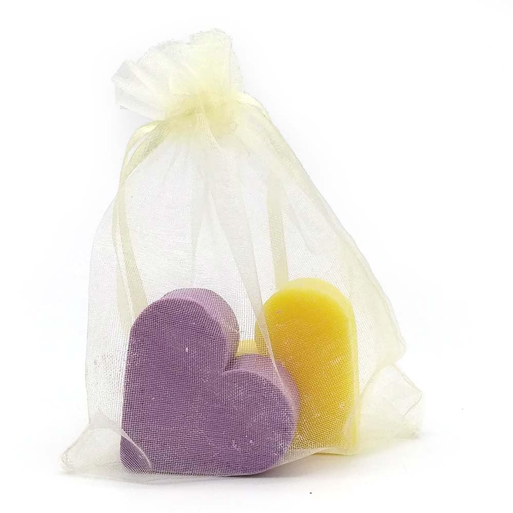 Bolsa De Organza Con 2 Jabones - Aroma Surtido - Jabón De Glicerina Con Forma De Corazón - Detalle Para Invitados_1
