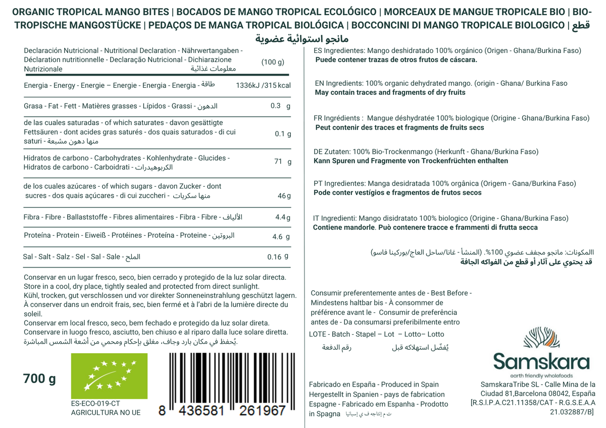 Bocados De Mango Tropical Ecológico Bio - Envasados Al Vacío - Pack 2 X 700g (2 Envases Retail) | Fruta Deshidratada_2