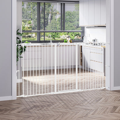 Pawhut Barrera Para Perros Plegable De Acero Con 3 Paneles 206x90cm Blanco_1
