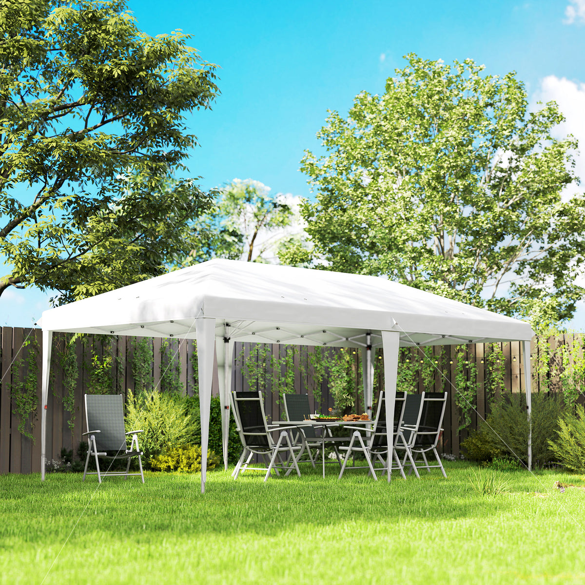 Outsunny Carpa Plegable 6x3 M Con Altura Ajustable Anti-uv Blanco_1